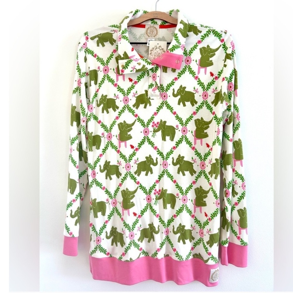 The Beaufort Bonnet Company XS Elephant Floral Print Snap Pullover Shirt